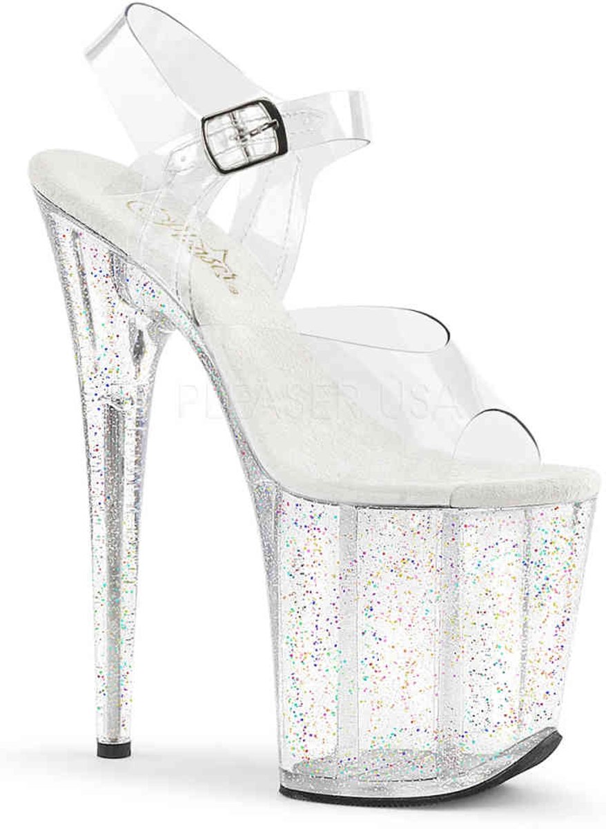 EU 35 = US 5 | FLAMINGO-808MG | 8 Heel, 4 PF Ankle Strap Sandal w/Glitter